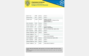 Planning de reprise U12 U13 Féminine